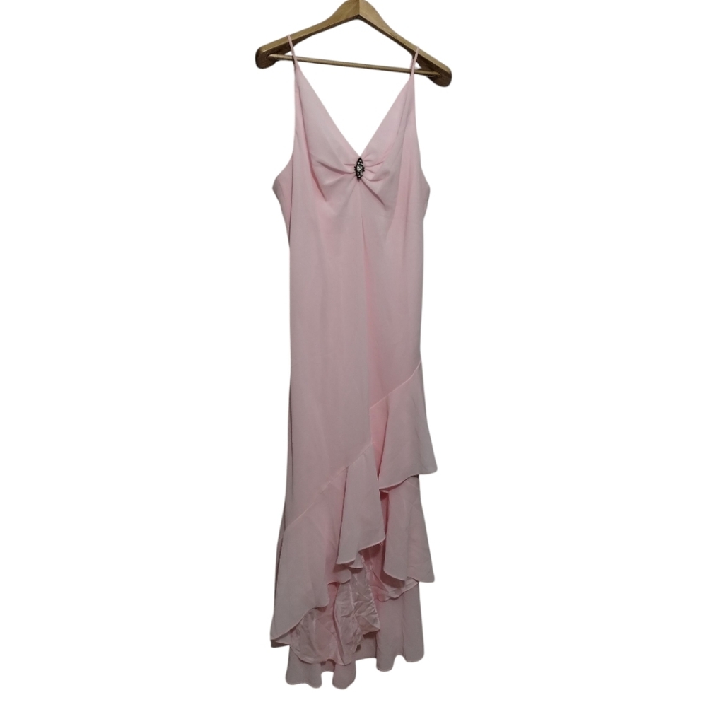 Eureka Vintage Y2K Pink Ruffle Asymmetrical Formal Prom Gown Dress Plus